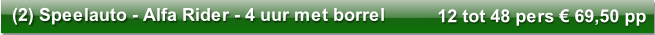 (2) Speelauto - Alfa Rider - 4 uur met borrel 